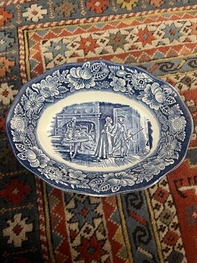 Liberty Blue Oval serving Vegetable Bowl Minute Men Ironstone England